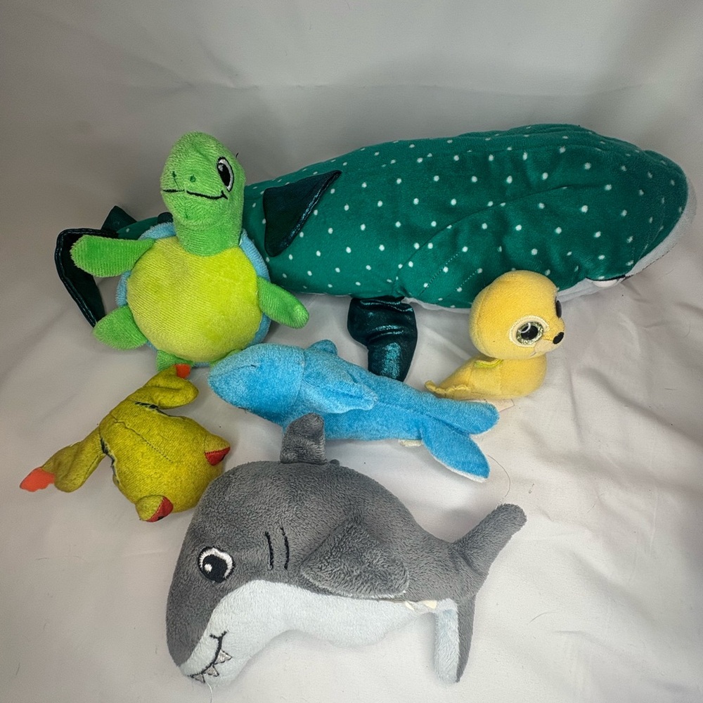Shark Whale, Turtle, Frog, Shark, Dolphin, Seal, Plush Toy Set, Sea Animals Plus